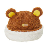 US Stock Kid's Fur Plush Hat Beanies Cuffed Skull with Adjustable Drawcord