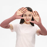 US Stock Women's Long Arm Sleeves Gloves Half-finger Mitten UPF 50+