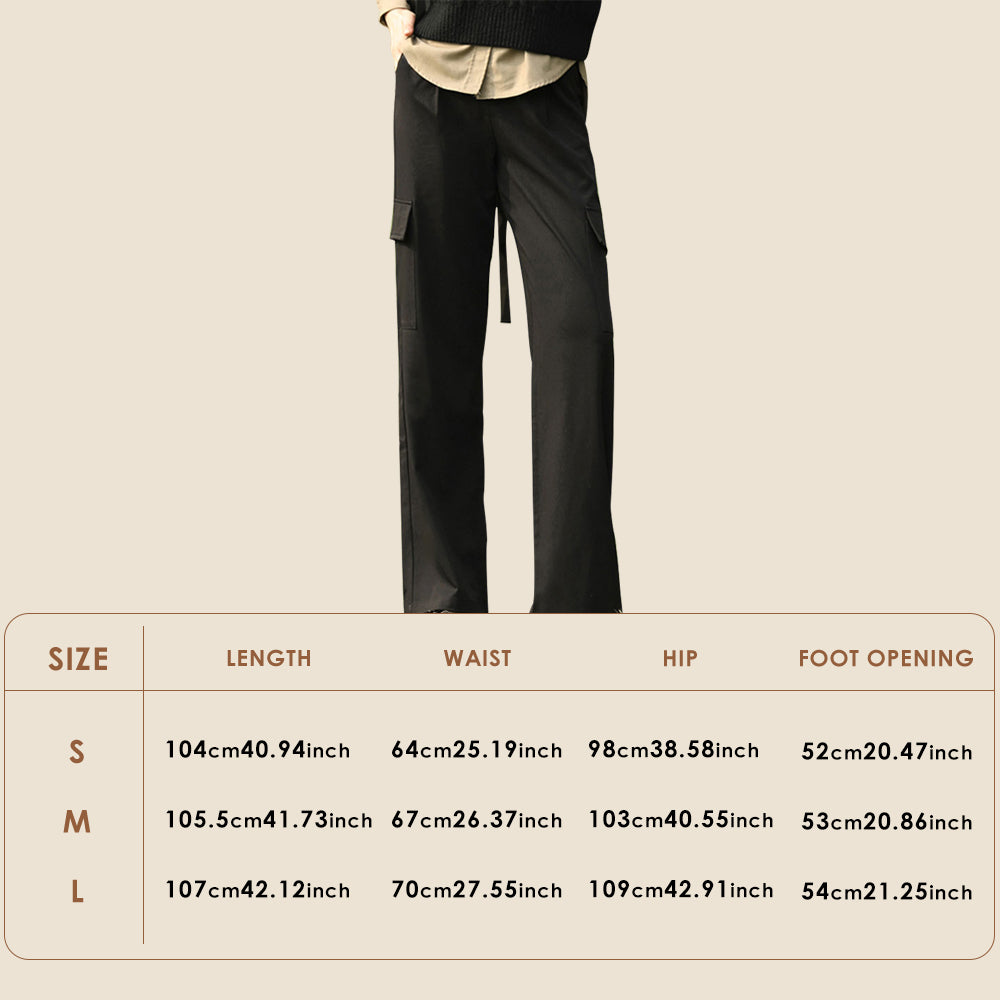 Women's High Waisted Cargo Pants Wide Leg Casual Trousers for Winter Fall