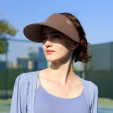 US Stock Women's Visor Cap Dual-Sided Roll-up Foldable Sun Hat UPF 50+
