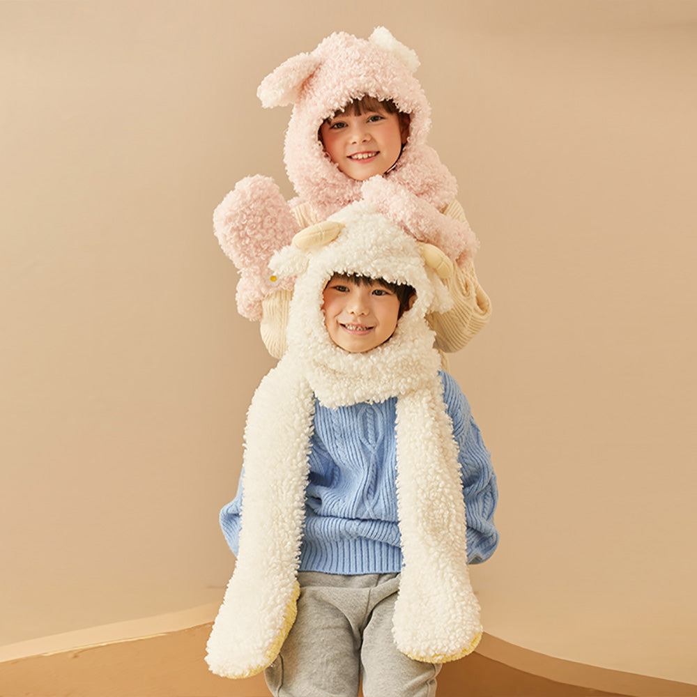 Kid's 3-in-1 Multi-Functional Hoodie Hat/Scarf/Gloves Set
