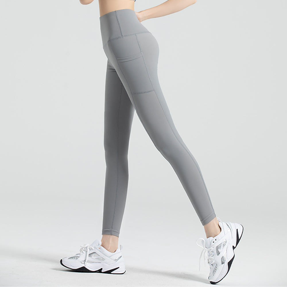US Stock High Waist Yoga Pants with Pockets Tummy Control Workout Leggings