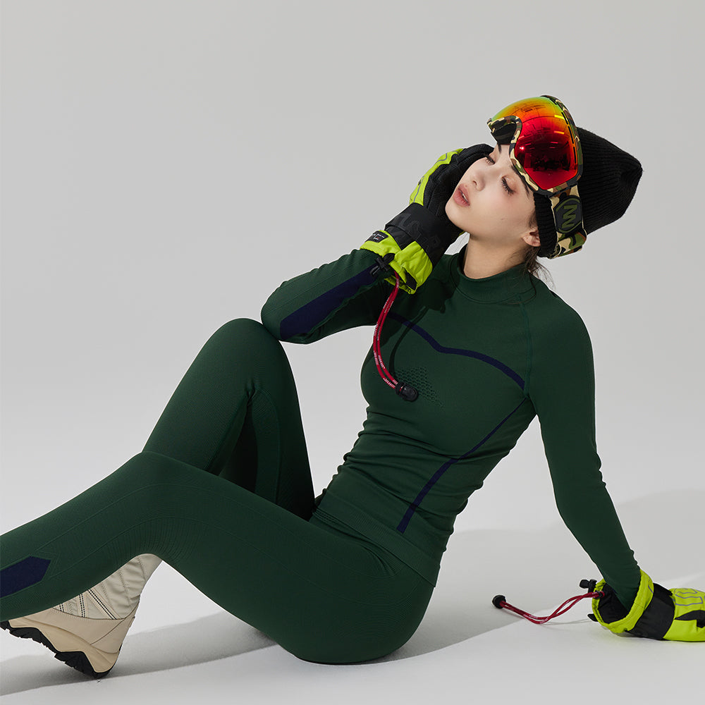 US Stock Skiing Thermal Underwear Set for Women Seamless Warm Base Layer Top & Bottom