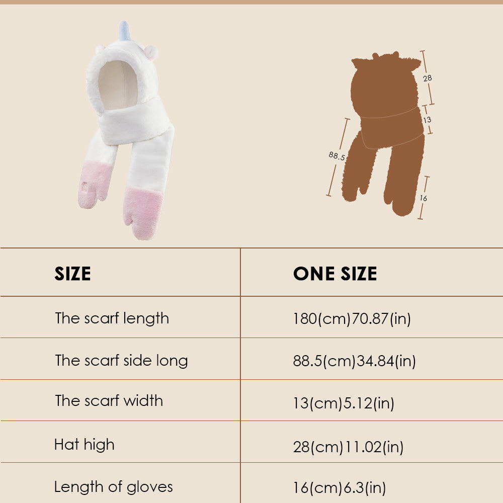 Kid's 3-in-1 Multi-Functional Scarves Warm Hoodie Hat/Scarf/Mittens Set
