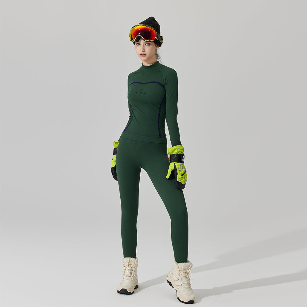 US Stock Skiing Thermal Underwear Set for Women Seamless Warm Base Layer Top & Bottom
