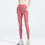US Stock High Waist Yoga Pants with Pockets Tummy Control Workout Leggings