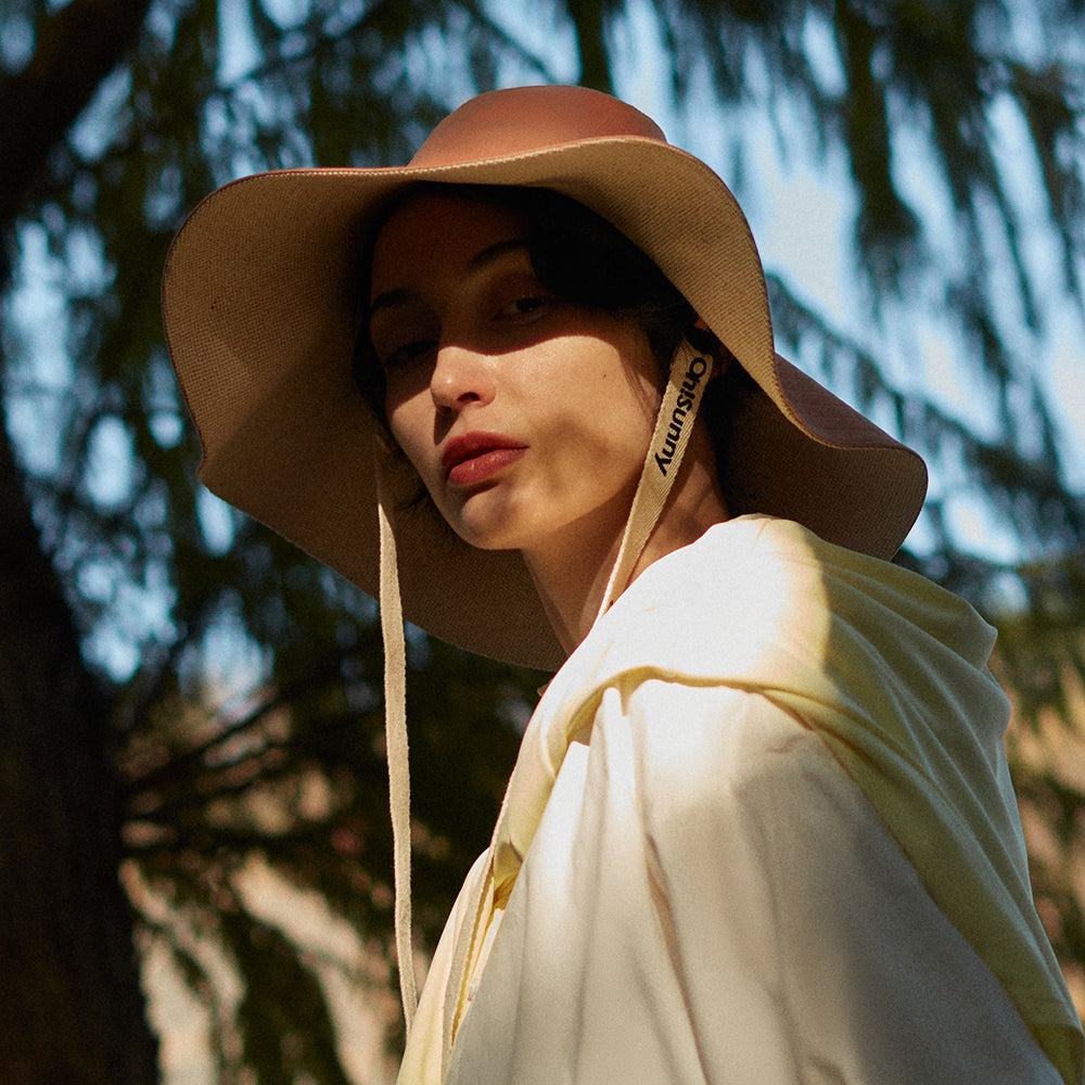 US Stock Women's Sun Hat Large Brim Bucket Hat with Removable Belt