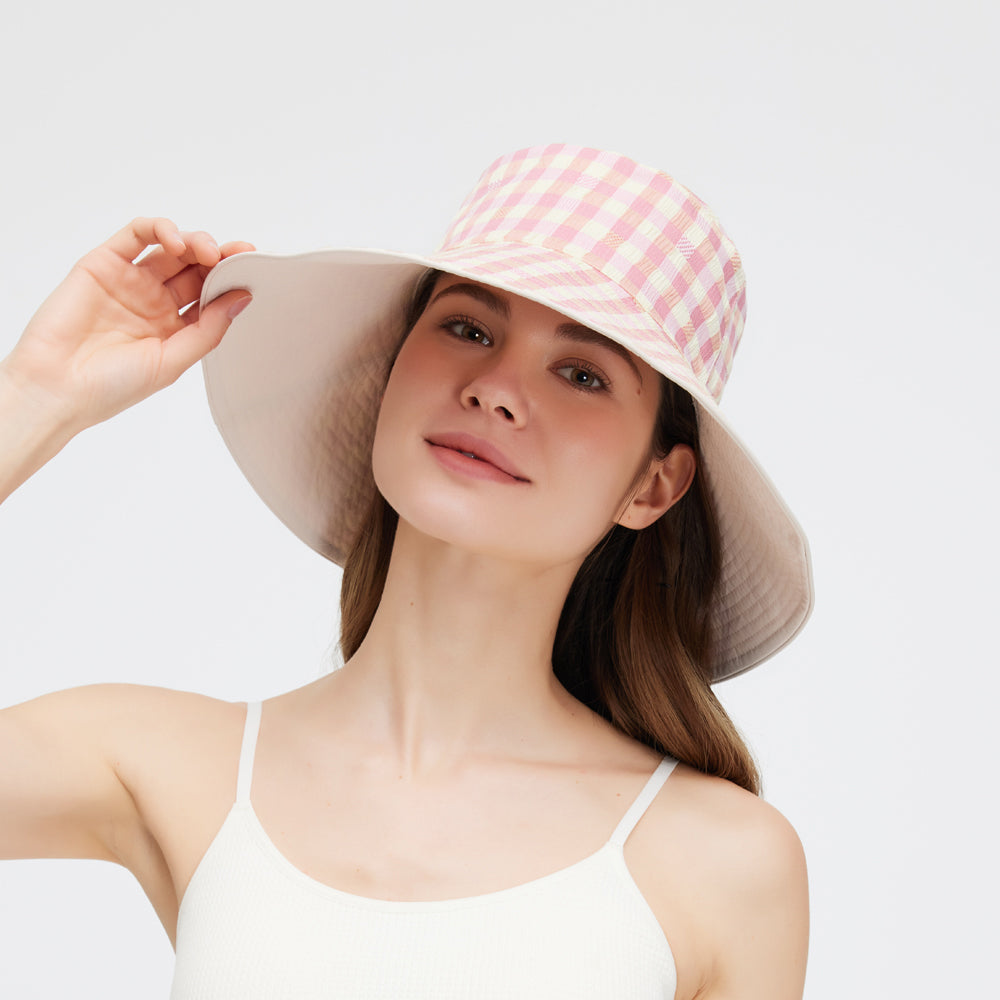 Women's Reversible Bucket Hat with Belt Wide Brim Waterproof Sun Cap UPF50+