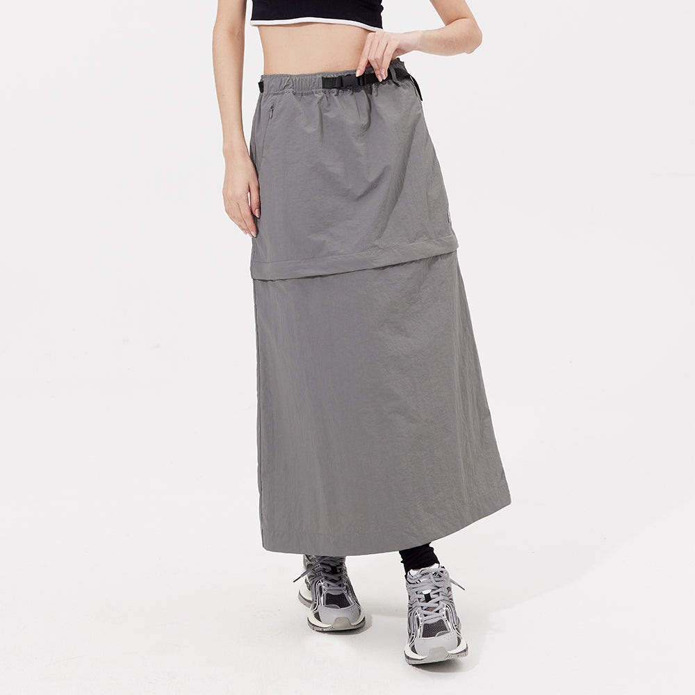 Dual-Use Cargo Skirts Long/Short Casual Loose Skirt with Cargo Pockets