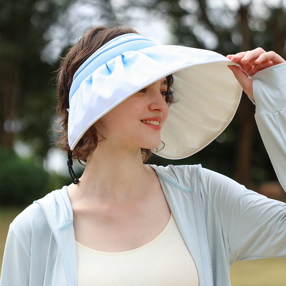 US Stock Women's Sun Visor Hat Wide Brim UPF 50+ UV Protection Summer Cap