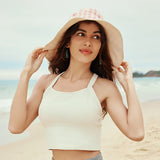 Women's Reversible Bucket Hat with Belt Wide Brim Waterproof Sun Cap UPF50+