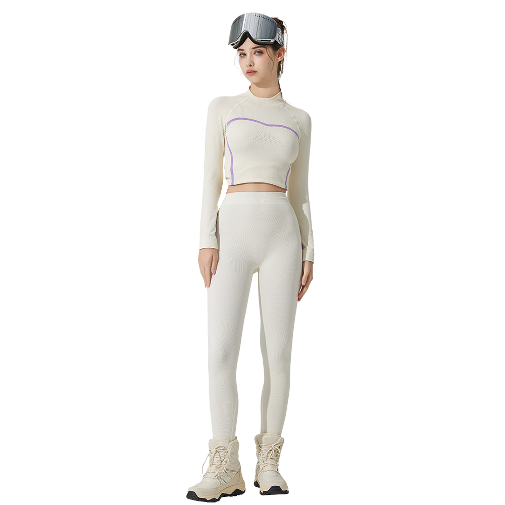 Skiing Thermal Underwear Set for Women Seamless Warm Base Layer Top & Bottom Long Johns for Cold Weather