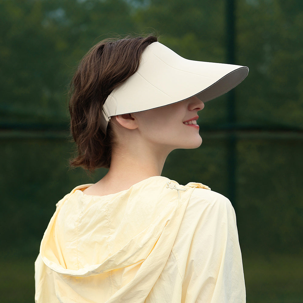 US Stock Women's Visor Cap Dual-Sided Roll-up Foldable Sun Hat UPF 50+