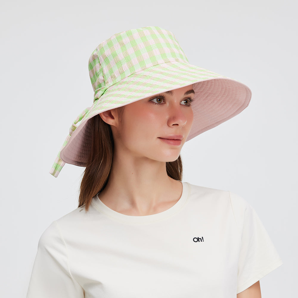 Women's Reversible Bucket Hat with Belt Wide Brim Waterproof Sun Cap UPF50+