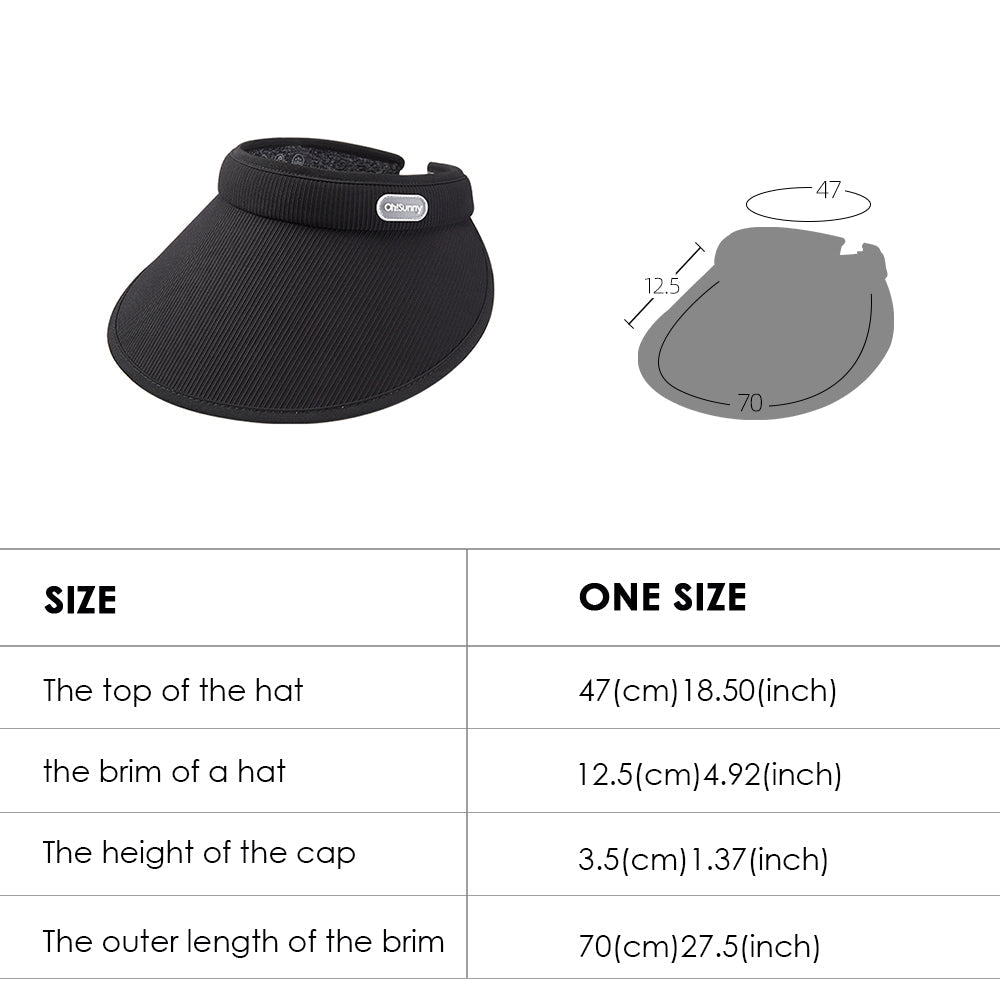 Women's Wide Brim Sun Visor Hat Empty Top Sun Cap UPF50+