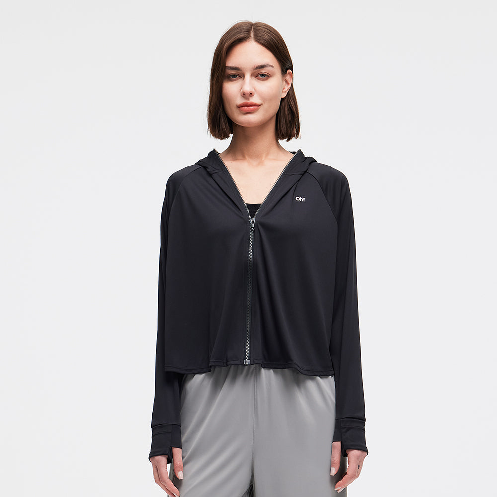 Women's Cropped Sun Protection Jackets UPF50+ Hoodie Tops Coats