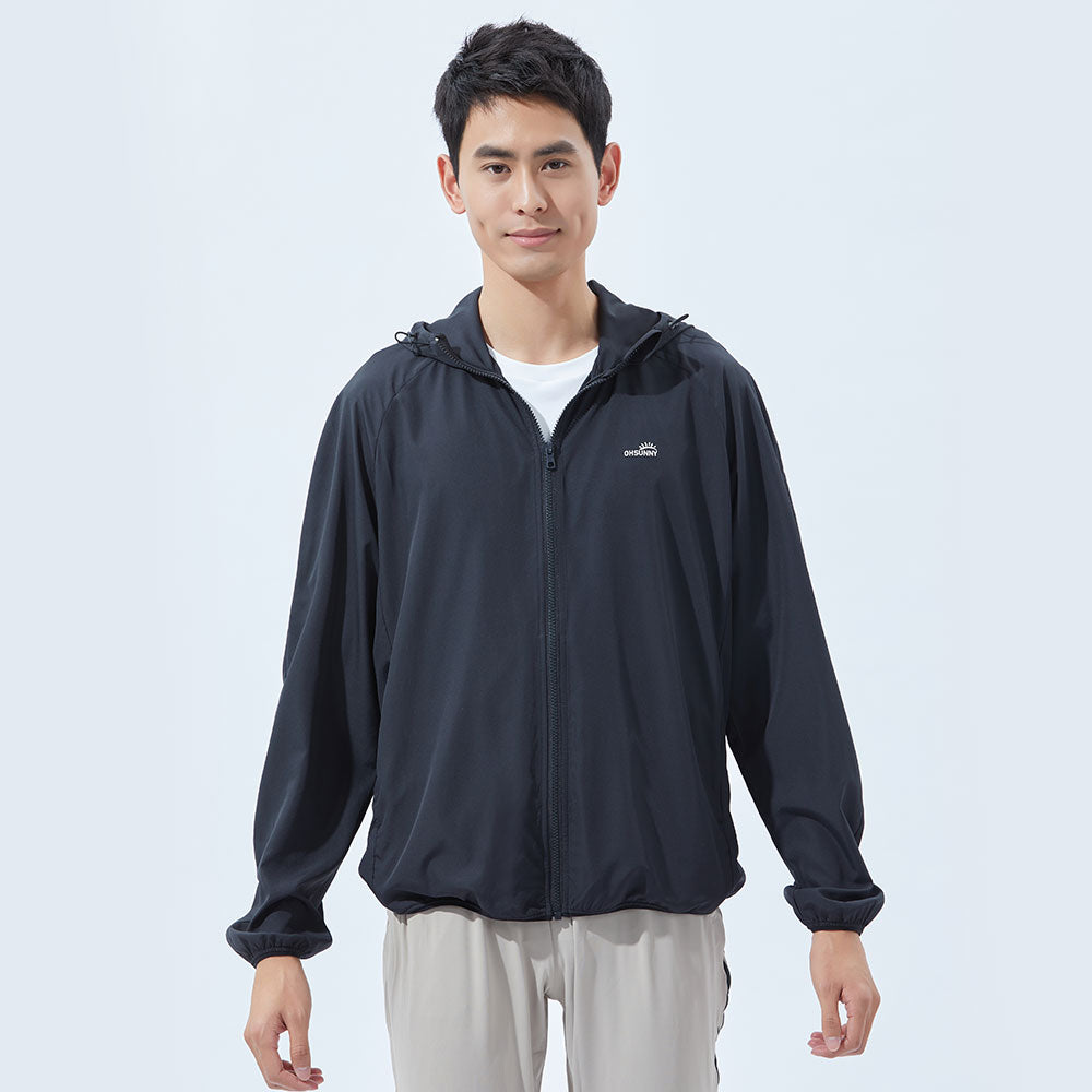 US Stock Men's Standard Hoodie Ultra Light Long Sleeve Sun Protective Coat UPF 50+