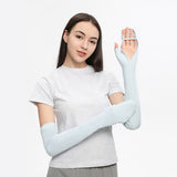 US Stock Women's Long Arm Sleeves Gloves Half-finger Mitten UPF 50+