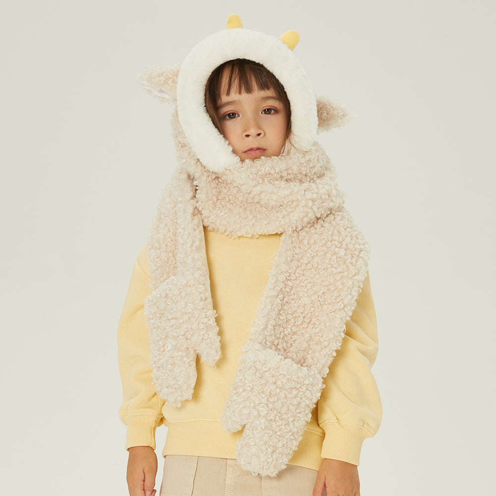 Kid's 3-in-1 Multi-Functional Scarves Warm Hoodie Hat/Scarf/Mittens Set