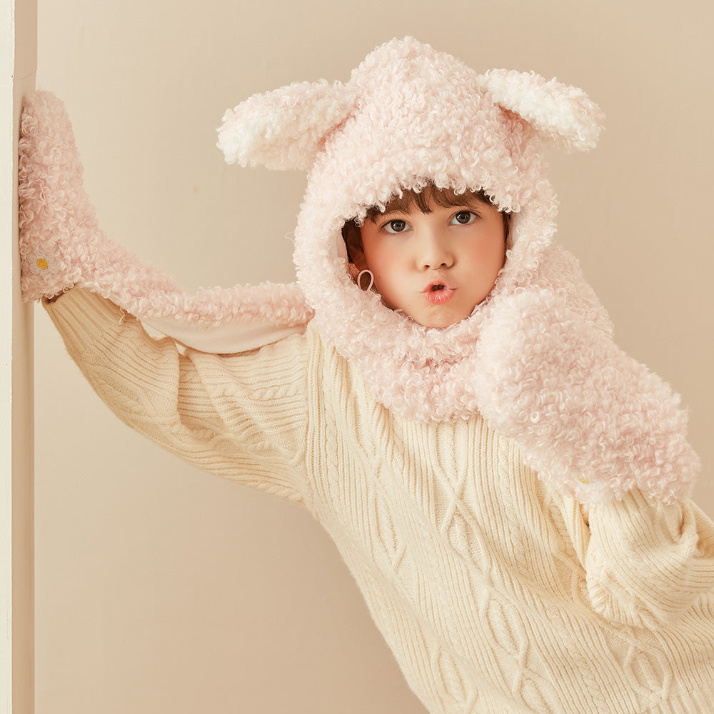 Kid's 3-in-1 Multi-Functional Hoodie Hat/Scarf/Gloves Set