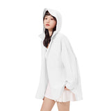 Women's Sun Protection Shirt with Removable Hat Loose Hoodie UPF50+