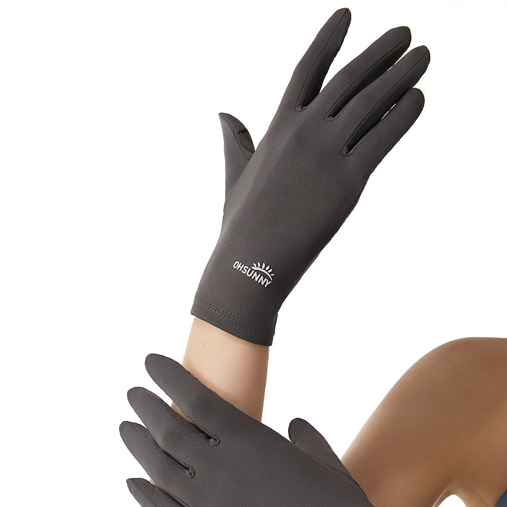 Women's Summer Anti-Ultraviolet Thin Section Breathable Non-Slip Outdoor Cycling Full-Finger Short Gloves