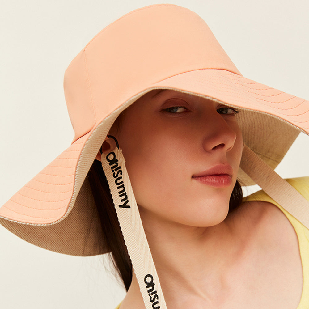 Women's Sun Hat Large Brim Bucket Hat Removable Belt