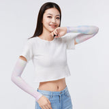 Women's Cooling Sports Compression Quick Dry UV Sun Protection Gardient Arm Sleeves UPF 50+