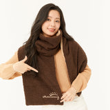 Dual-sided Fleece Long Scarf Warm Wrap Shawl with Pockets for Cold Winter Season