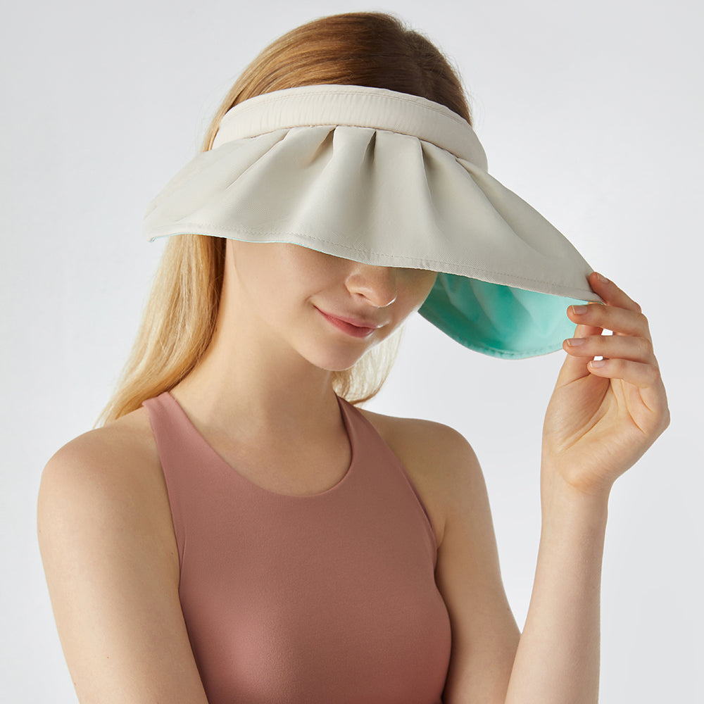 Sun Protection Wide Brim Foldable Hats Roll-Up Headband Visor UPF 50+
