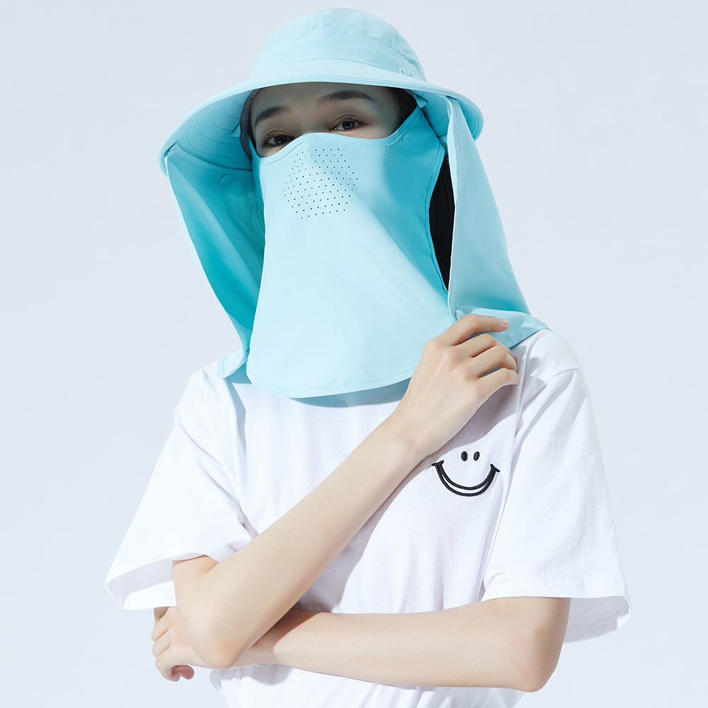 Unisex Fishing Hiking Sun Protection Face Neck Cover Flap Hat UPF 50+