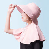 US Stock Women's Wide Brim UV Protection Shoulder Cover Bucket Hat UPF 50+
