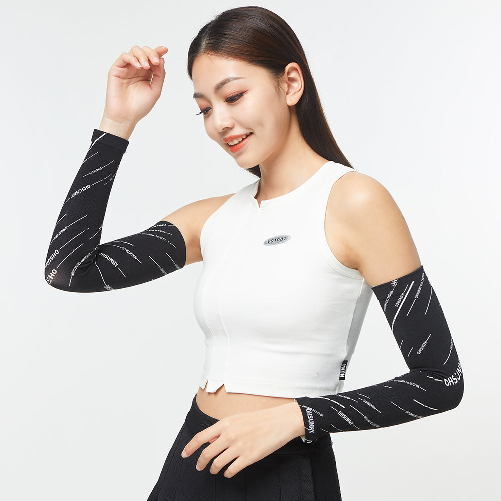 Women's Cooling Sports Compression Quick Dry UV Sun Protection Gardient Arm Sleeves UPF 50+