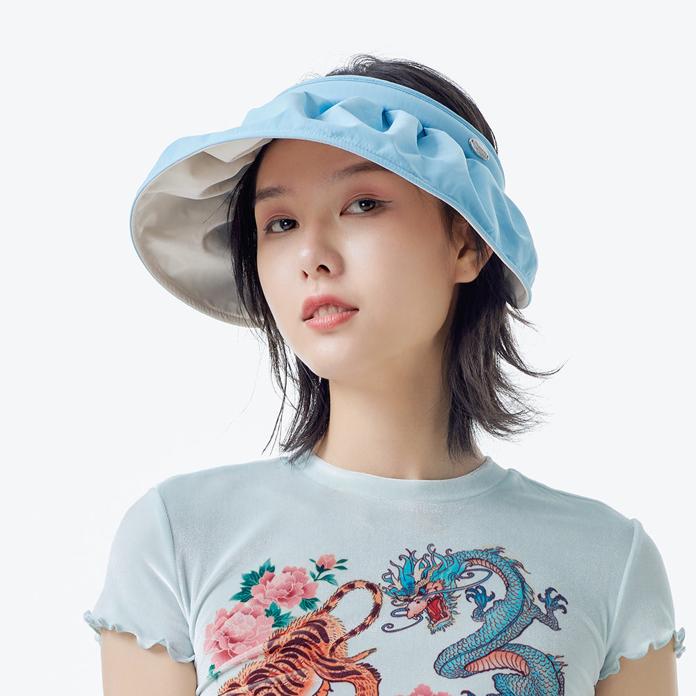 Sun Protection Wide Brim Foldable Hats Roll-Up Headband Visor UPF 50+
