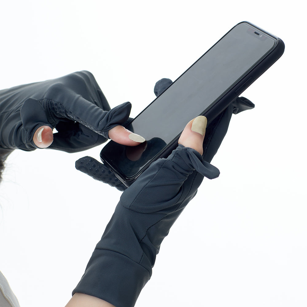 Women's Summer Anti-Ultraviolet Thin Section Breathable Non-Slip Outdoor Cycling Full-Finger Short Gloves