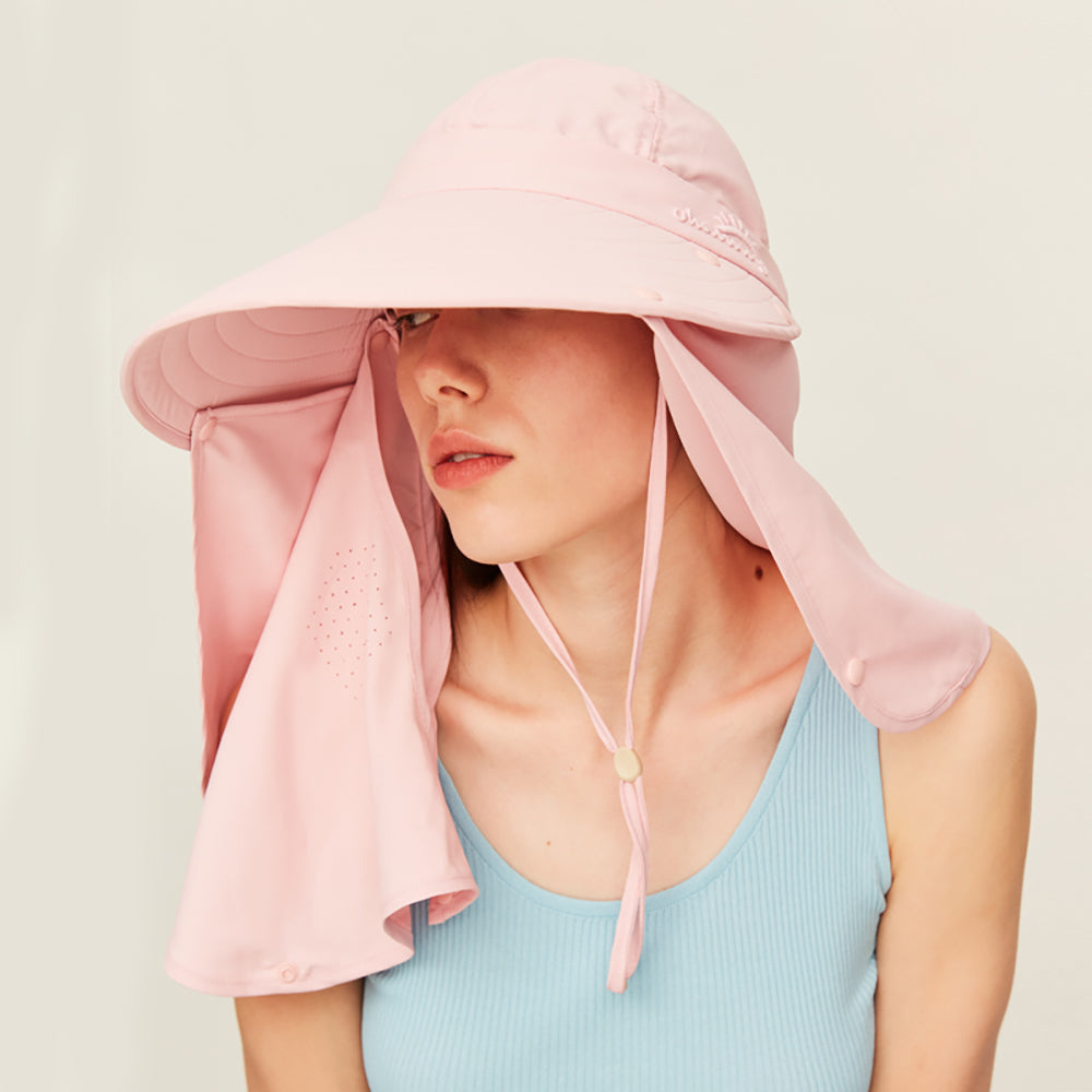 Unisex Sun Protection Fishing Hat with Face Neck Cover Flap Hiking Cap UPF 50+