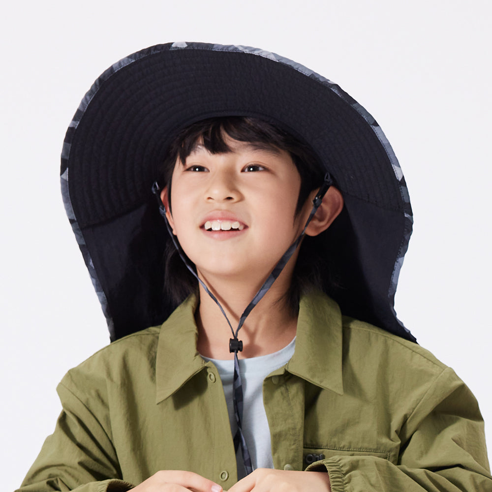 Kid’s Bucket Hat with Neck Flap and Strap UPF 50+