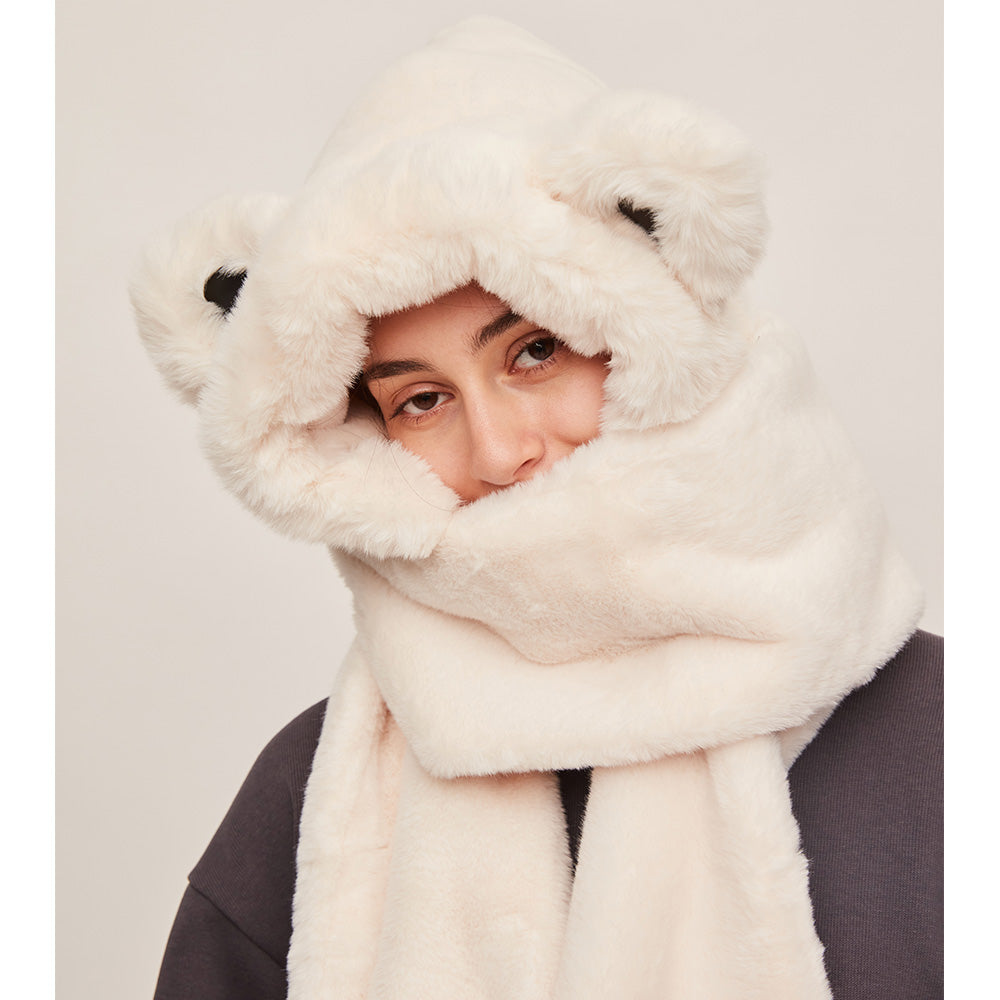 US Stock 3-in-1 Multi-Functional Cute Animal Hat with Scarf and Mitten Combo