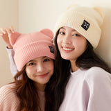 Winter Bear Ear Beanie Warm Knit Full Face Cover Balaclava Ski Hats for Men and Women