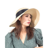 US Stock Women's Wide Brim Floppy Foldable Roll up Straw Hat UPF 50+
