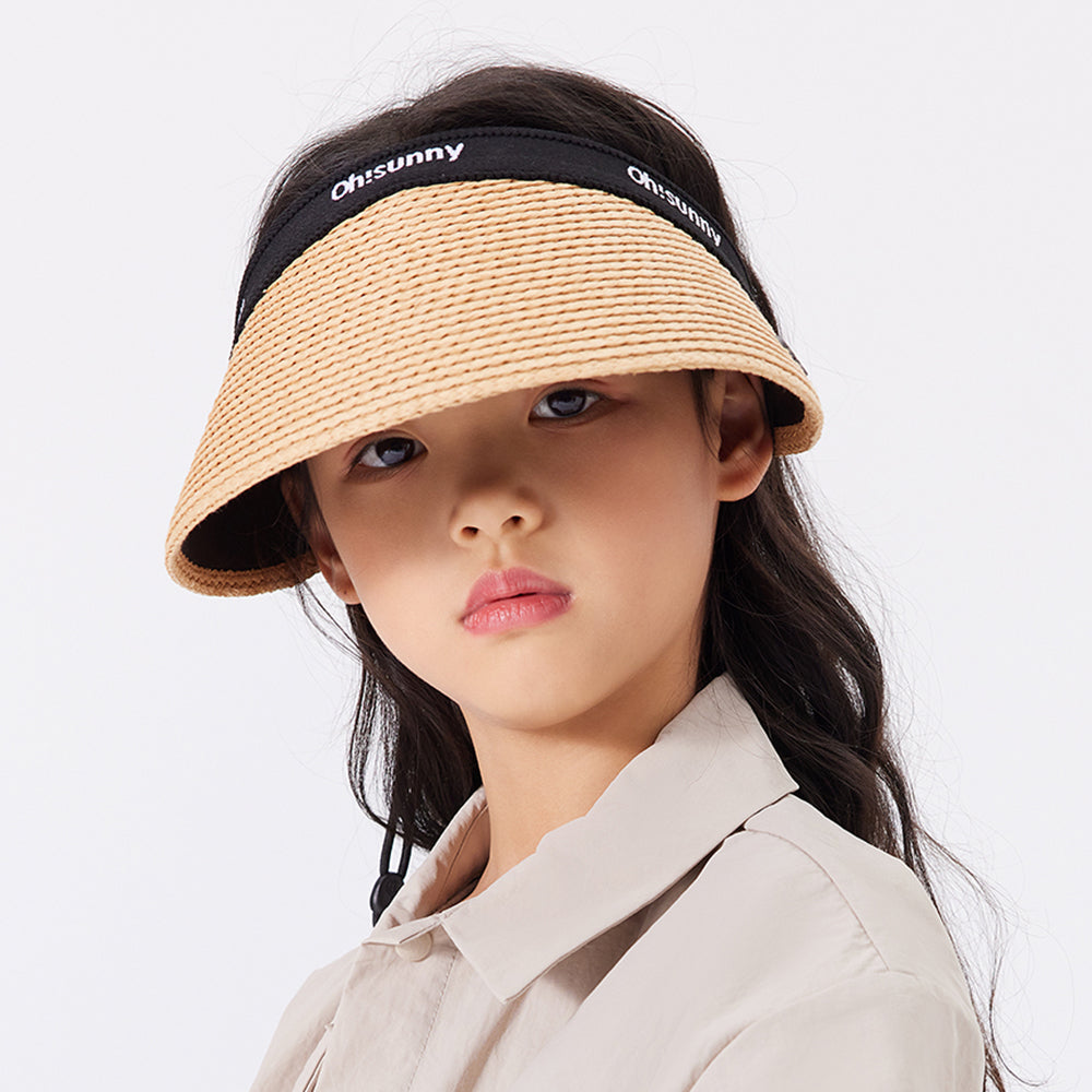 Kid's Wide Brim Sun Visor Cap UPF 50+ Sun Protection Straw Hat