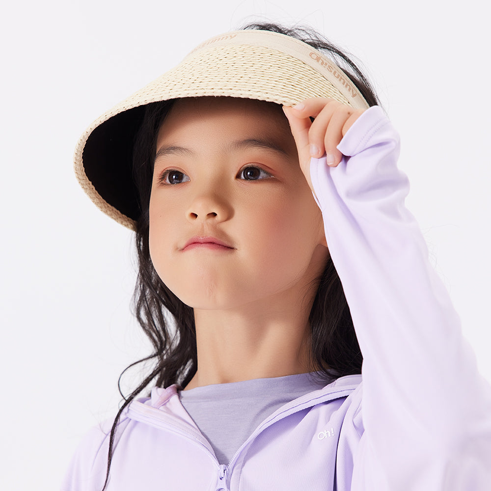 Kid's Wide Brim Sun Visor Cap UPF 50+ Sun Protection Straw Hat