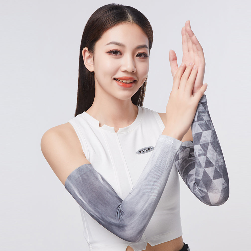 Women's Cooling Sports Compression Quick Dry UV Sun Protection Gardient Arm Sleeves UPF 50+