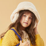 Girl in Faux-fur Bucket Hat