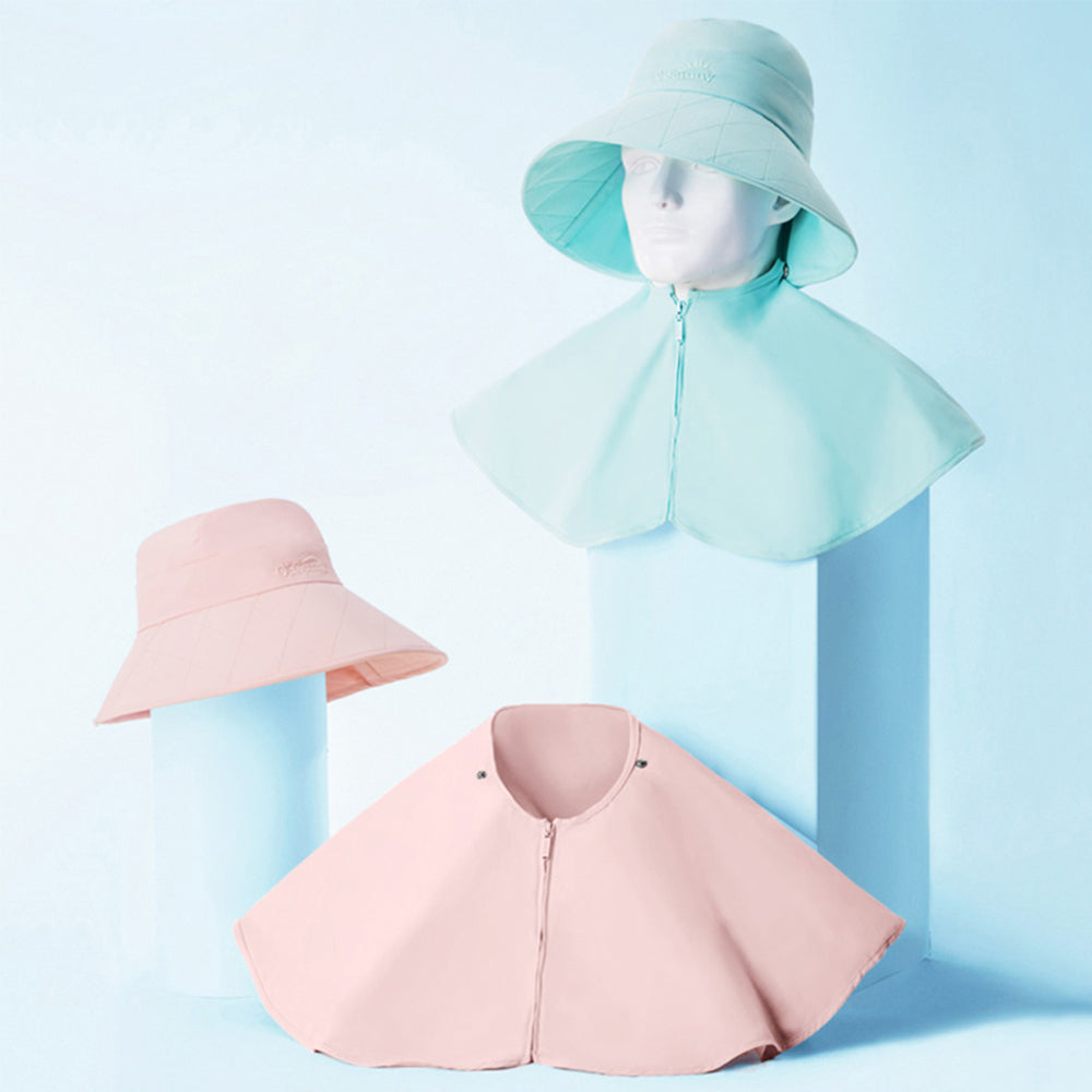 US Stock Women's Wide Brim UV Protection Shoulder Cover Bucket Hat UPF 50+