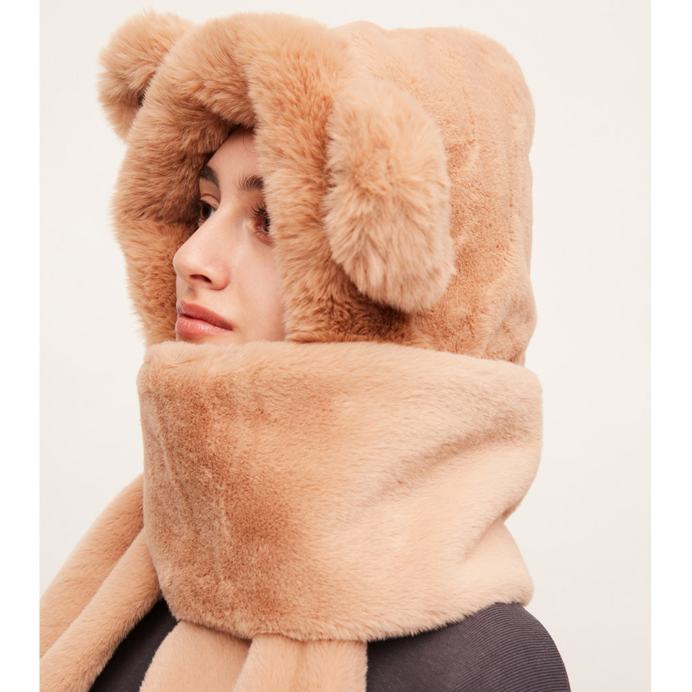 US Stock 3-in-1 Multi-Functional Cute Animal Hat with Scarf and Mitten Combo
