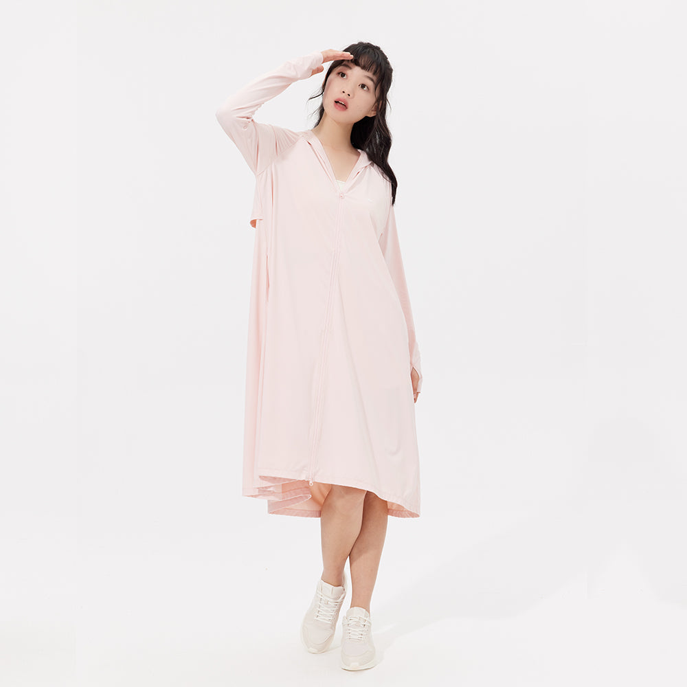 Women's Sun Protection Hoodie Long Sleeve Full Cover Cooling Mid Length Long Trench UPF 50+