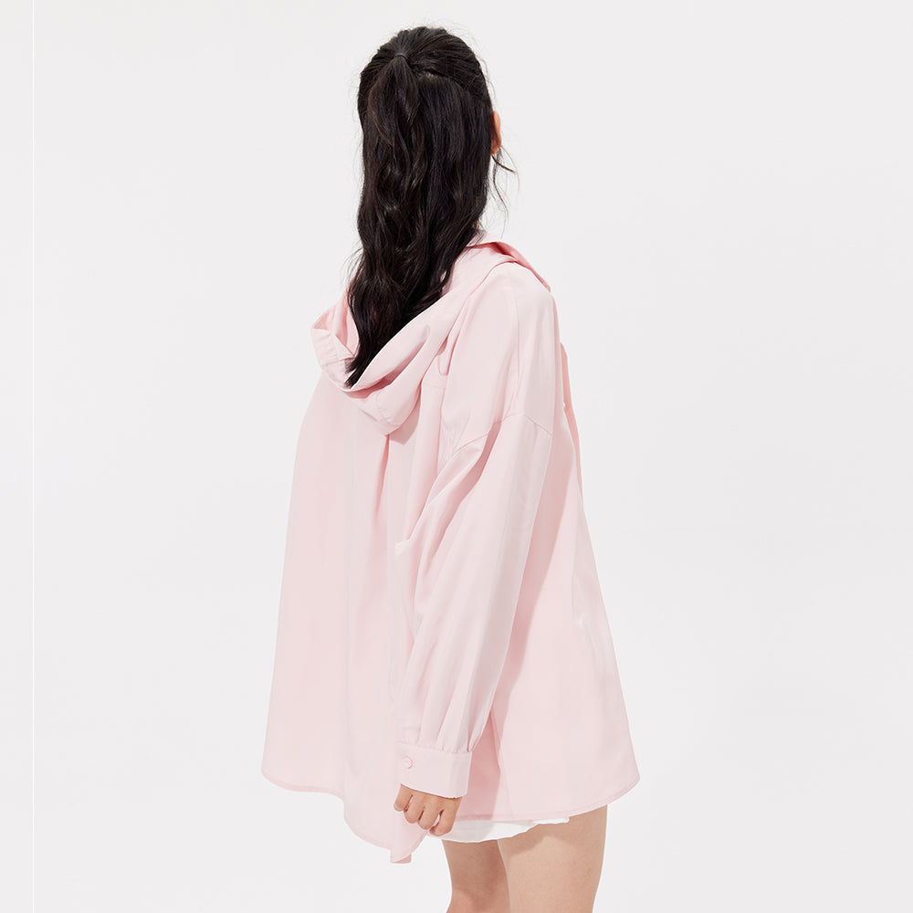 Women's Sun Protection Shirt with Removable Hat Loose Hoodie UPF50+