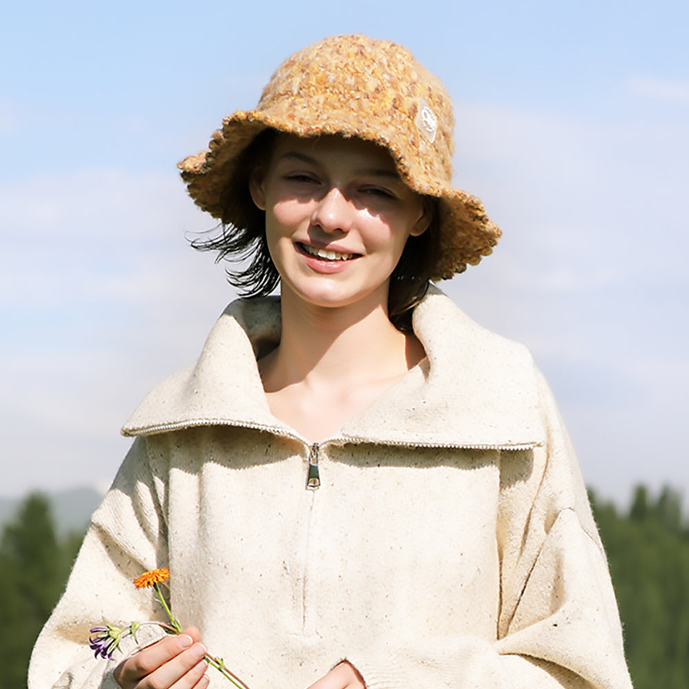 Knit Bucket Hat Winter Warm Stretchy Knitted Fisherman Cap