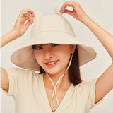 Women's Large Brim Sun Hat with Bear Ear UPF 50+
